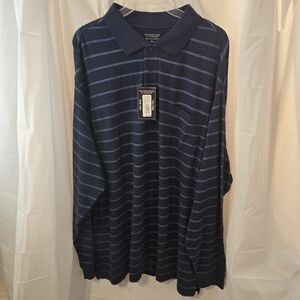 Roundtree & Yorke Mens 3XT Silky Finish Collection Long Sleeve Polo Blue NWT